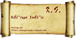 Kánya Iván névjegykártya